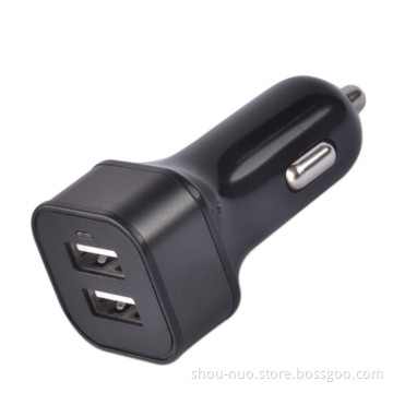 Car mobile phone charger 3 in 1 with 2 usb port,for iphone 5 super fast micro usb car chargers,for iphone multi charger car